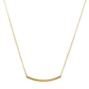 14k Yellow Gold Filled Curved Tube Bar Necklace